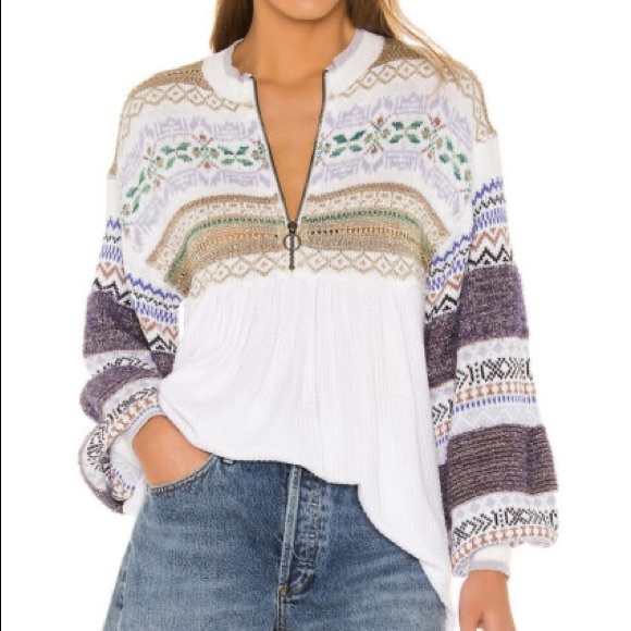 Free People Cabin Fever Swit Sweater Thermal Top in XS White - Picture 5 of 16